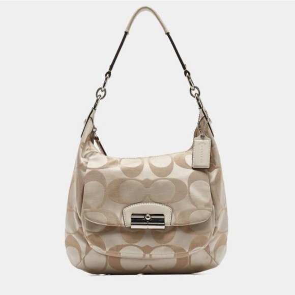 Coach Kristen Hobo Cream and Tan 2 Way Women's Bag EUC - Picture 1 of 12